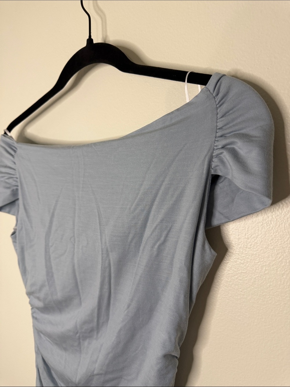 Reformation NWT Raydon Knit Dress Mineral Light Blue Mini Off the Shoulder XS - Picture 11 of 11